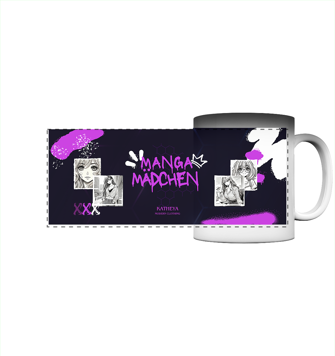 Manga Mädchen-mit Zeichnungen - Panorama Magic Mug