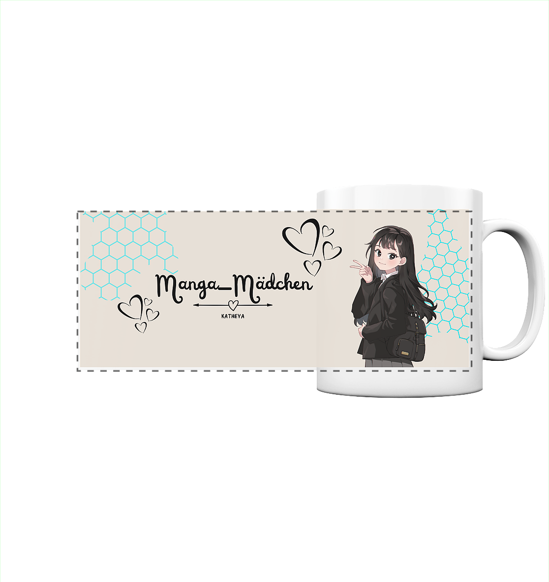 Manga-Mädchen Tasse - Panorama Tasse