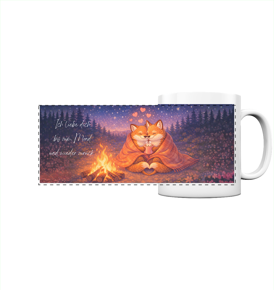 Fuchs-Ich liebe dich bis zum Mond und wieder zurück - Panorama Tasse