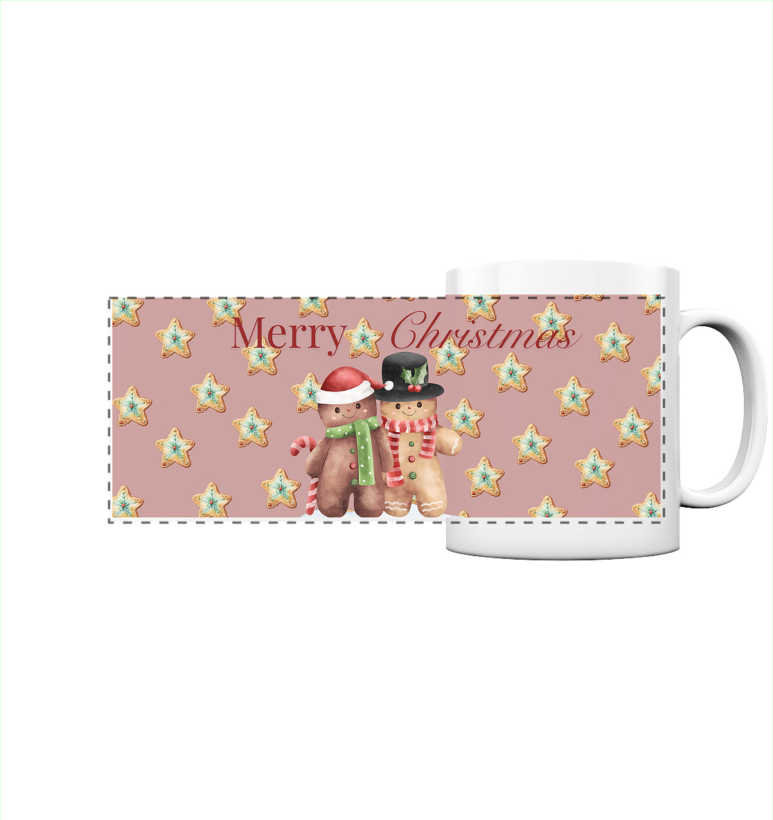 Merry Christmas-Lebkuchenpaar - Panorama Tasse