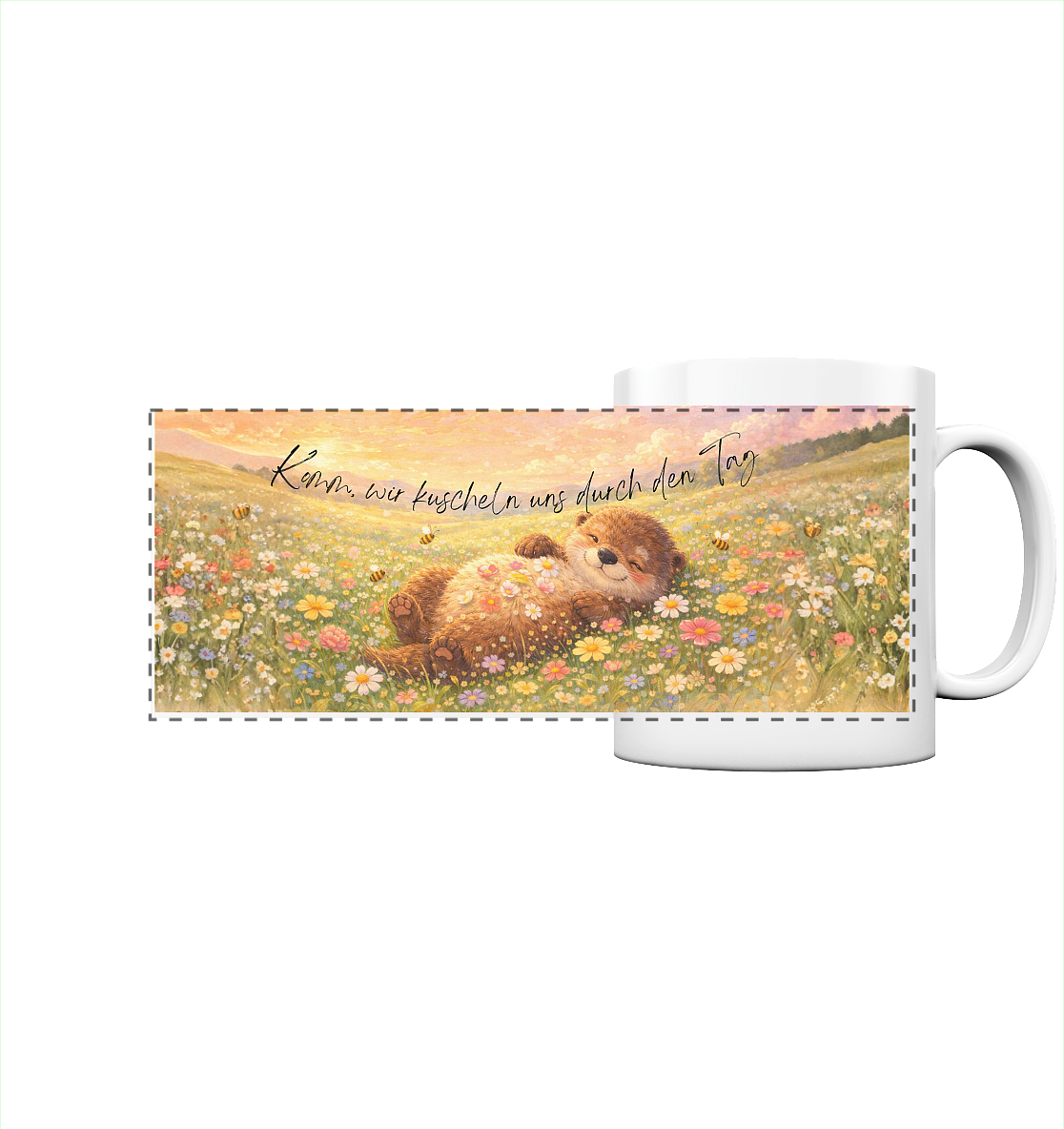 Komm wir kuscheln uns durch den Tag - Panorama Tasse