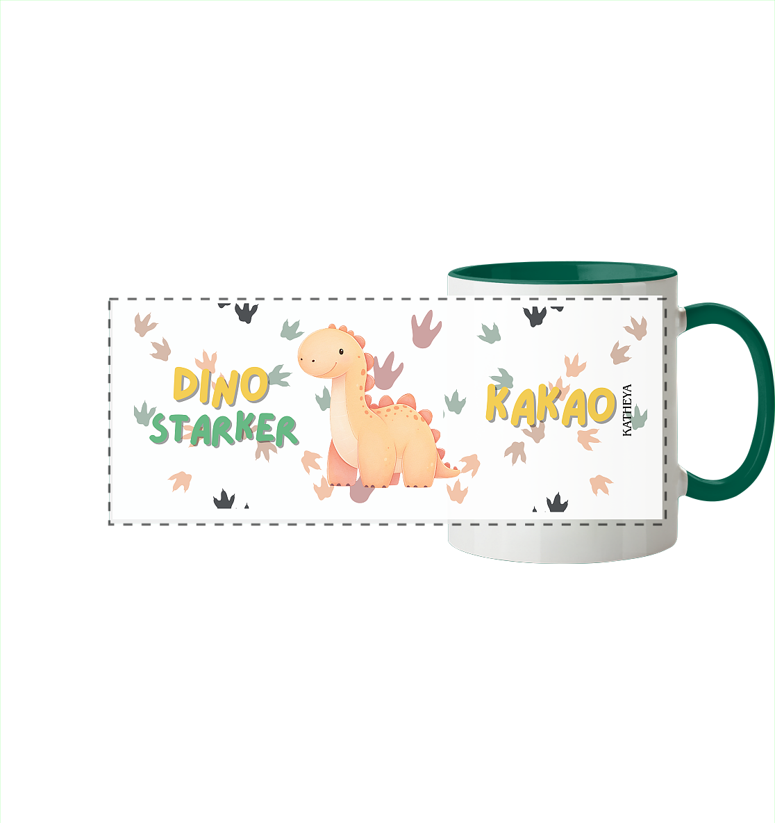 Dino starker Kaffee - Panorama Tasse zweifarbig