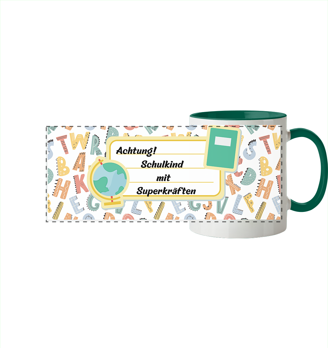 Schulanfang-Achtung! - Panorama Tasse zweifarbig