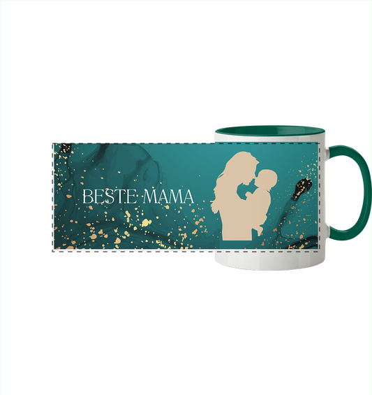 Muttertags Geschenk - Beste Mama - Panorama Tasse zweifarbig