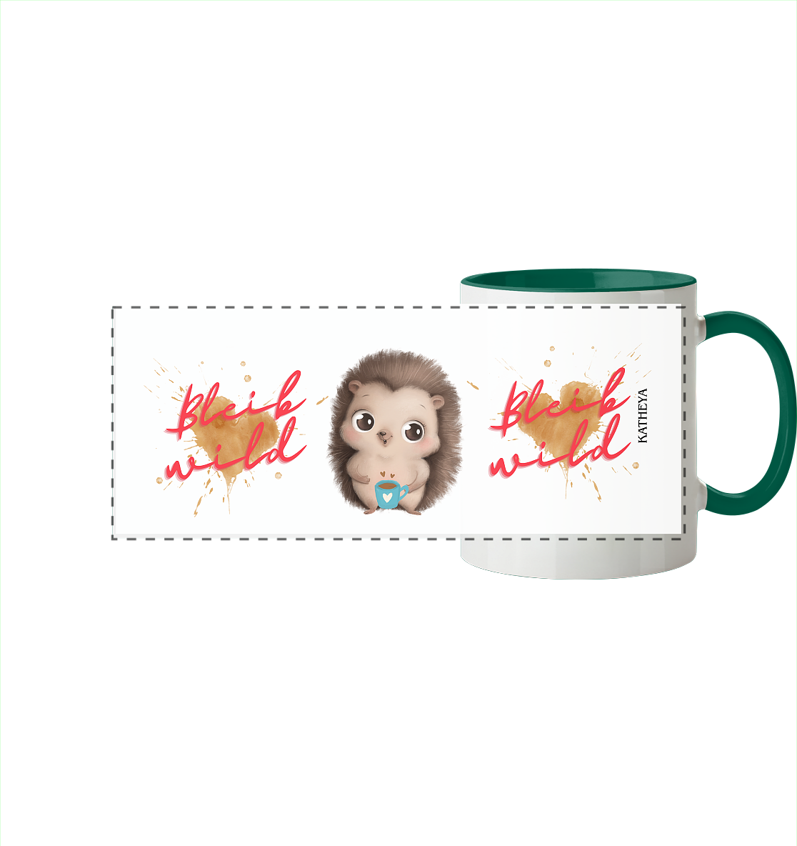 Igel- Bleib wild - Panorama Tasse zweifarbig