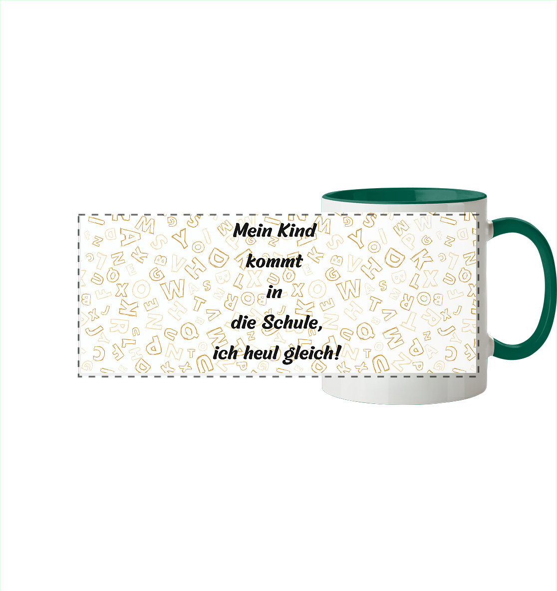 Schulanfang-ich heul gleich - Panorama Tasse zweifarbig