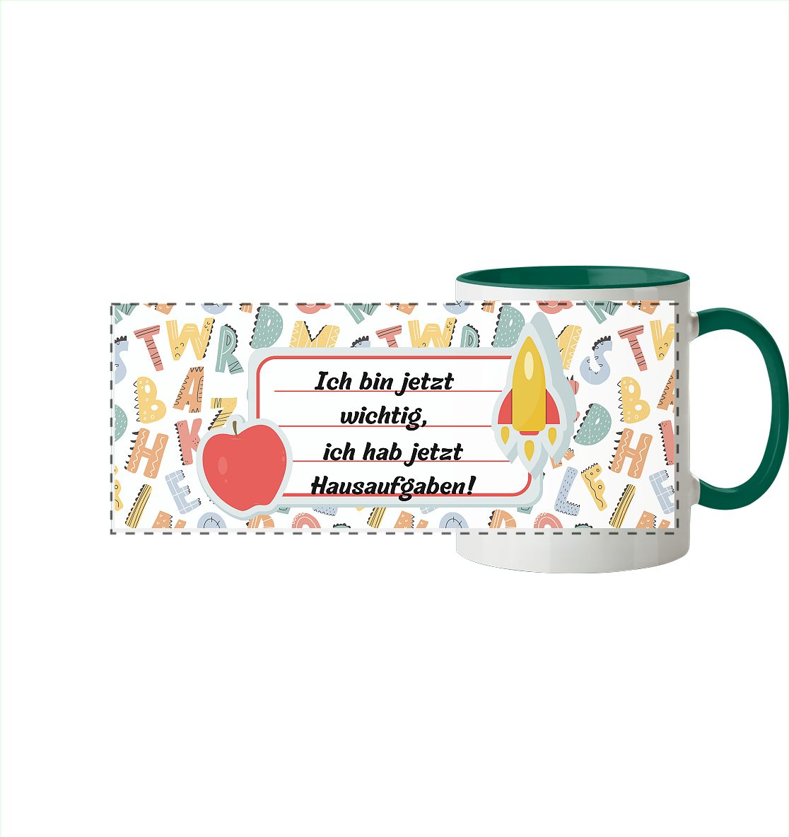 Schulanfang-Ich bin jetzt wichtig - Panorama Tasse zweifarbig