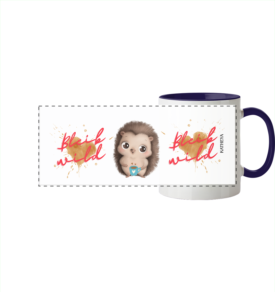 Igel- Bleib wild - Panorama Tasse zweifarbig