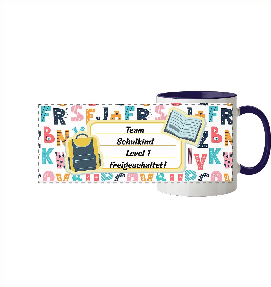 Schulanfang-Team - Panorama Tasse zweifarbig