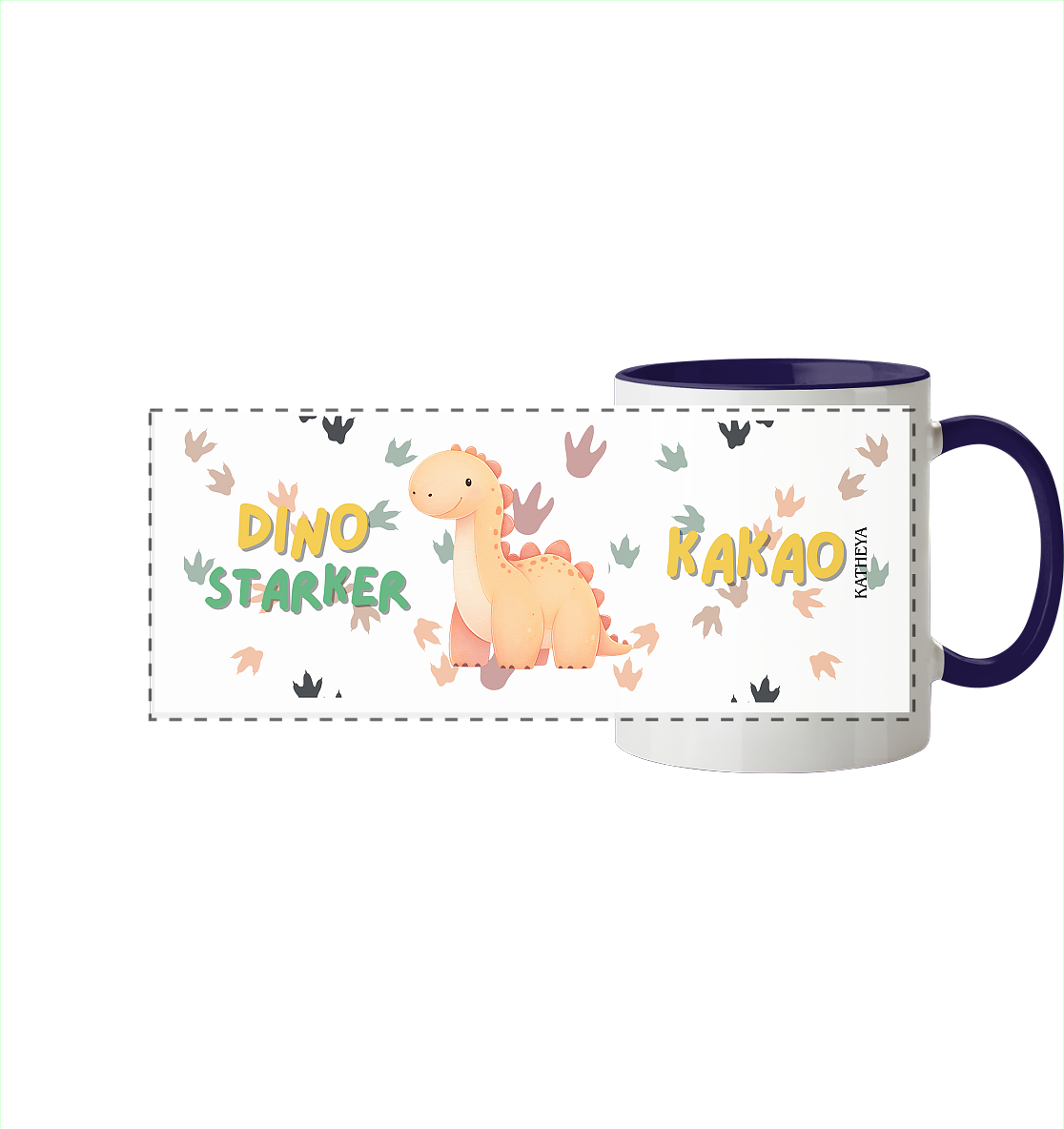 Dino starker Kaffee - Panorama Tasse zweifarbig