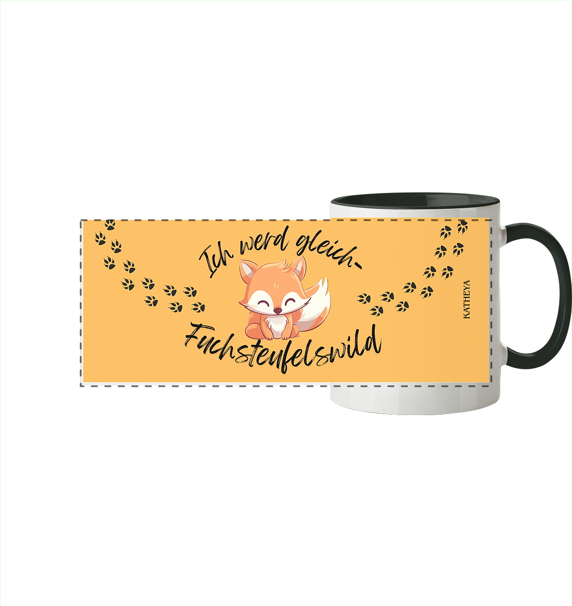 Fuchs - Ich werde gleich Fuchsteufelswild - Panorama Tasse zweifarbig