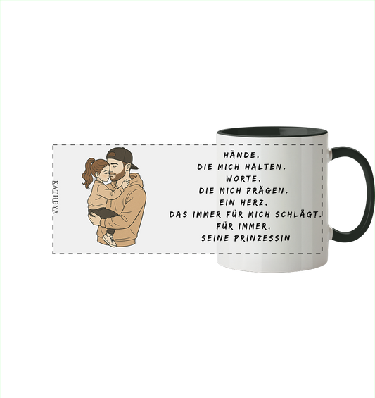Vatertags Geschenk-Hände dich mich halten - Panorama Tasse zweifarbig