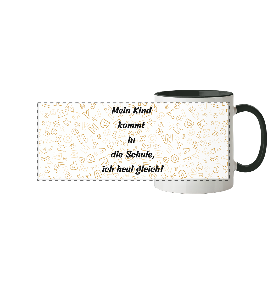 Schulanfang-ich heul gleich - Panorama Tasse zweifarbig