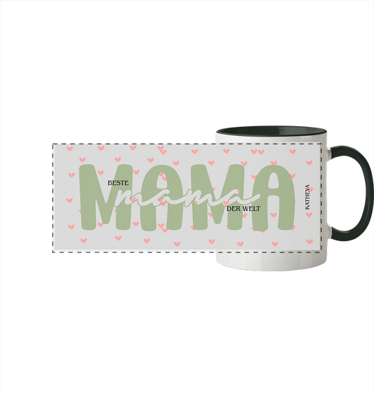 Muttertags Geschenk- Beste Mama der Welt. - Panorama Tasse zweifarbig