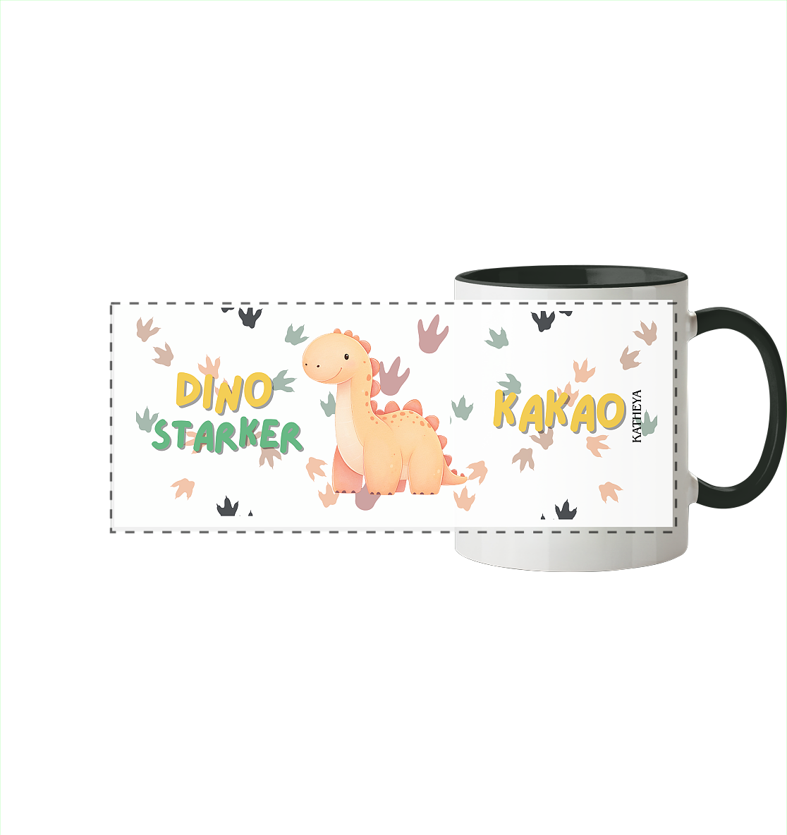 Dino starker Kaffee - Panorama Tasse zweifarbig