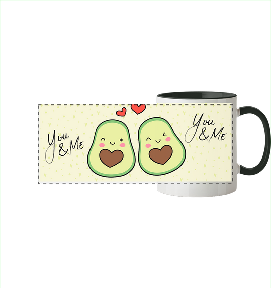 Avocado-Liebe - Panorama Tasse zweifarbig