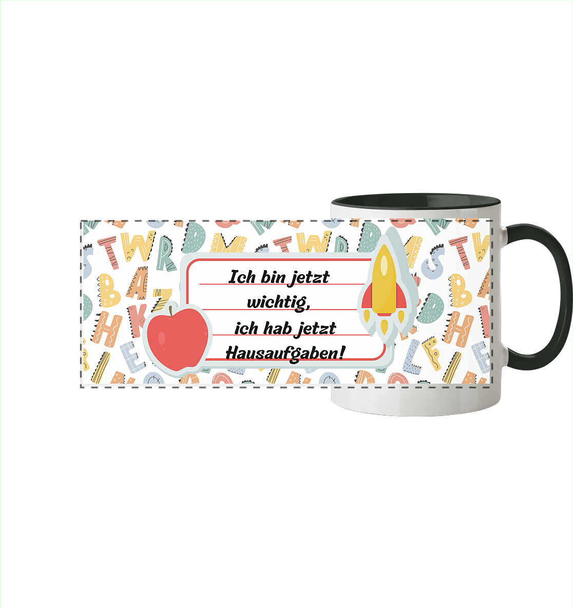 Schulanfang-Ich bin jetzt wichtig - Panorama Tasse zweifarbig