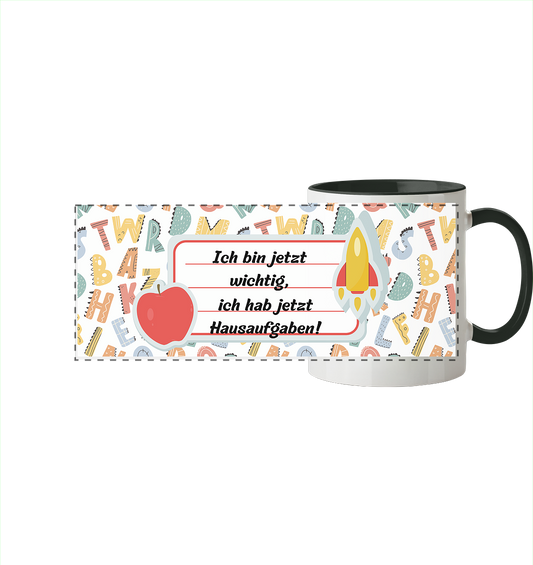 Schulanfang-Ich bin jetzt wichtig - Panorama Tasse zweifarbig