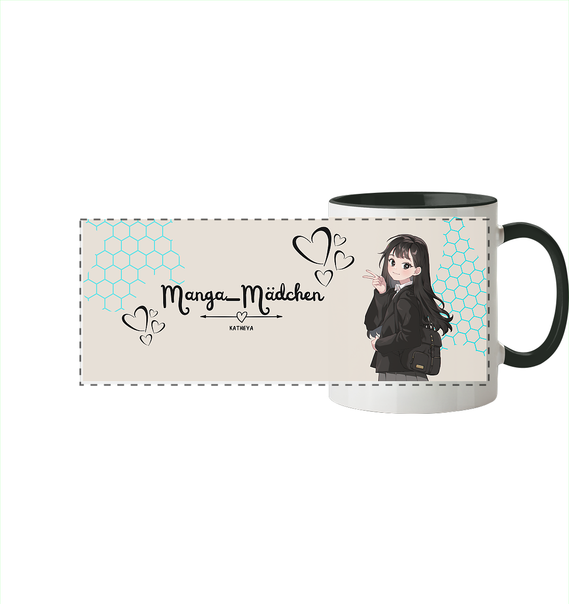 Manga-Mädchen Tasse - Panorama Tasse zweifarbig