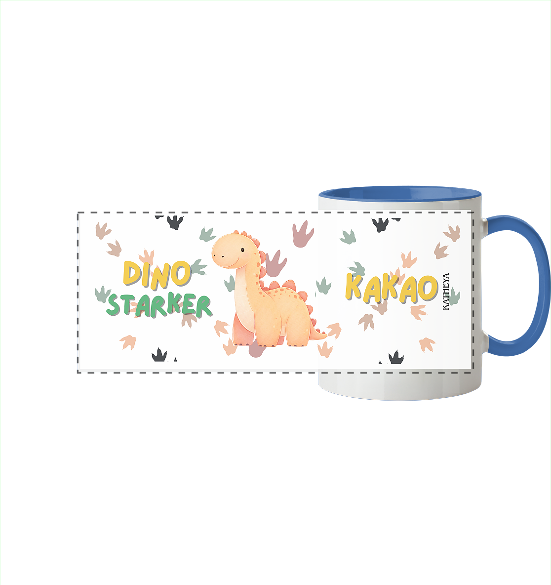 Dino starker Kaffee - Panorama Tasse zweifarbig