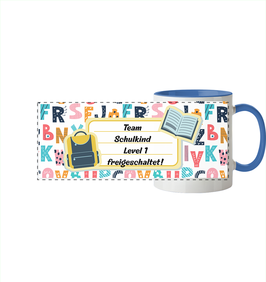 Schulanfang-Team - Panorama Tasse zweifarbig