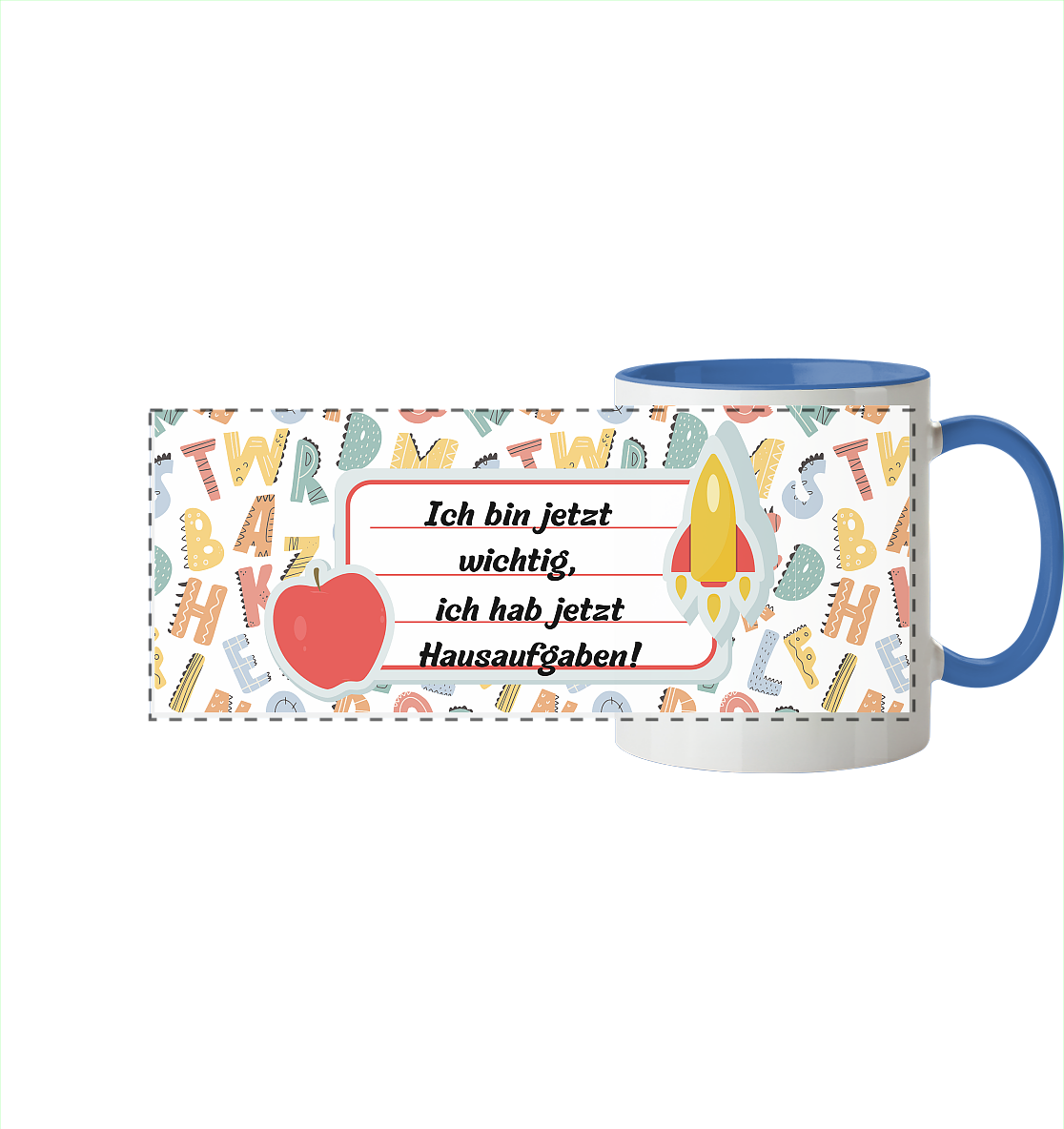 Schulanfang-Ich bin jetzt wichtig - Panorama Tasse zweifarbig