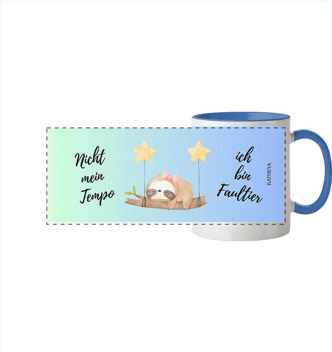 Faultier-nicht mein Tempo, ich bin Faultier - Panorama Tasse zweifarbig