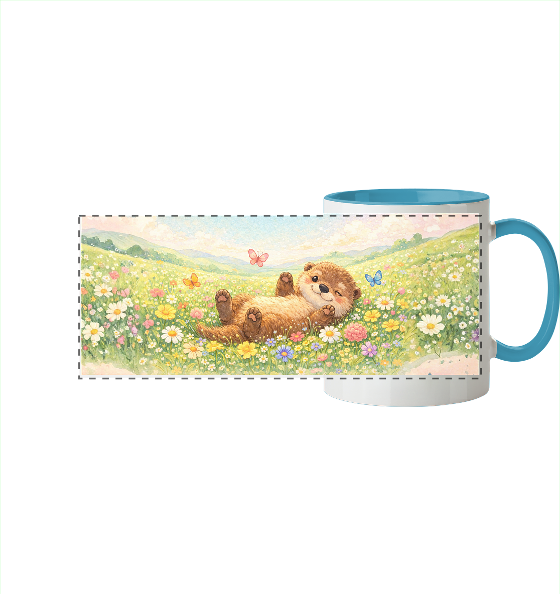 Otter - Blumenwiese - Panorama Tasse zweifarbig