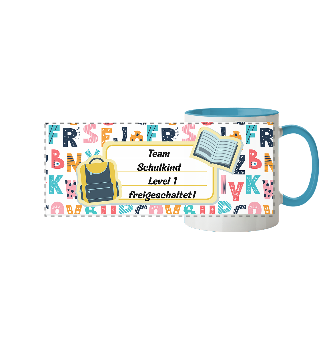 Schulanfang-Team - Panorama Tasse zweifarbig