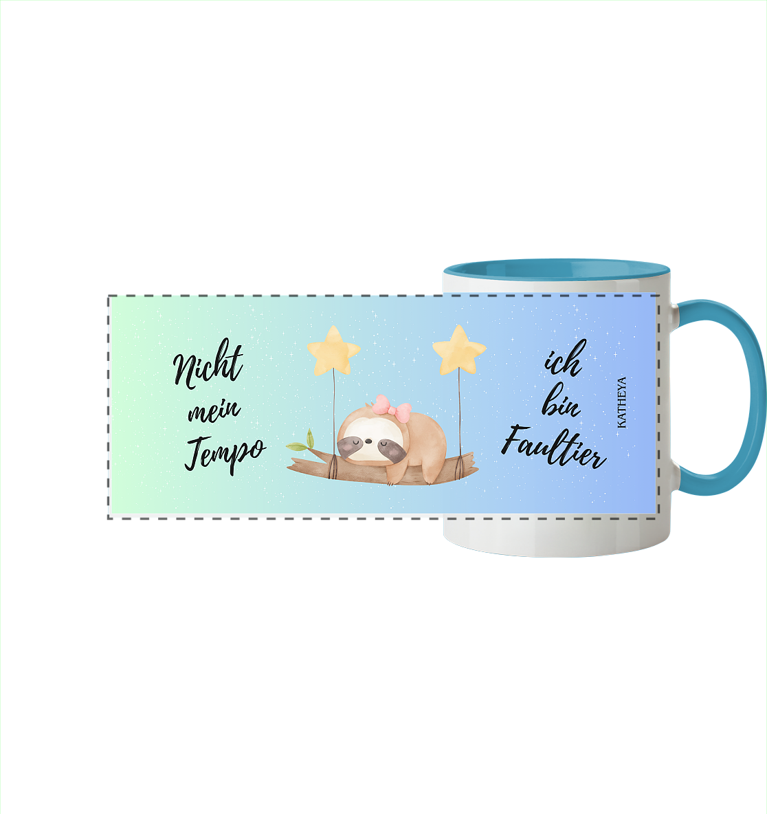 Faultier-nicht mein Tempo, ich bin Faultier - Panorama Tasse zweifarbig