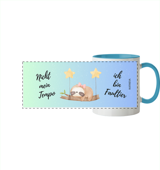 Faultier-nicht mein Tempo, ich bin Faultier - Panorama Tasse zweifarbig