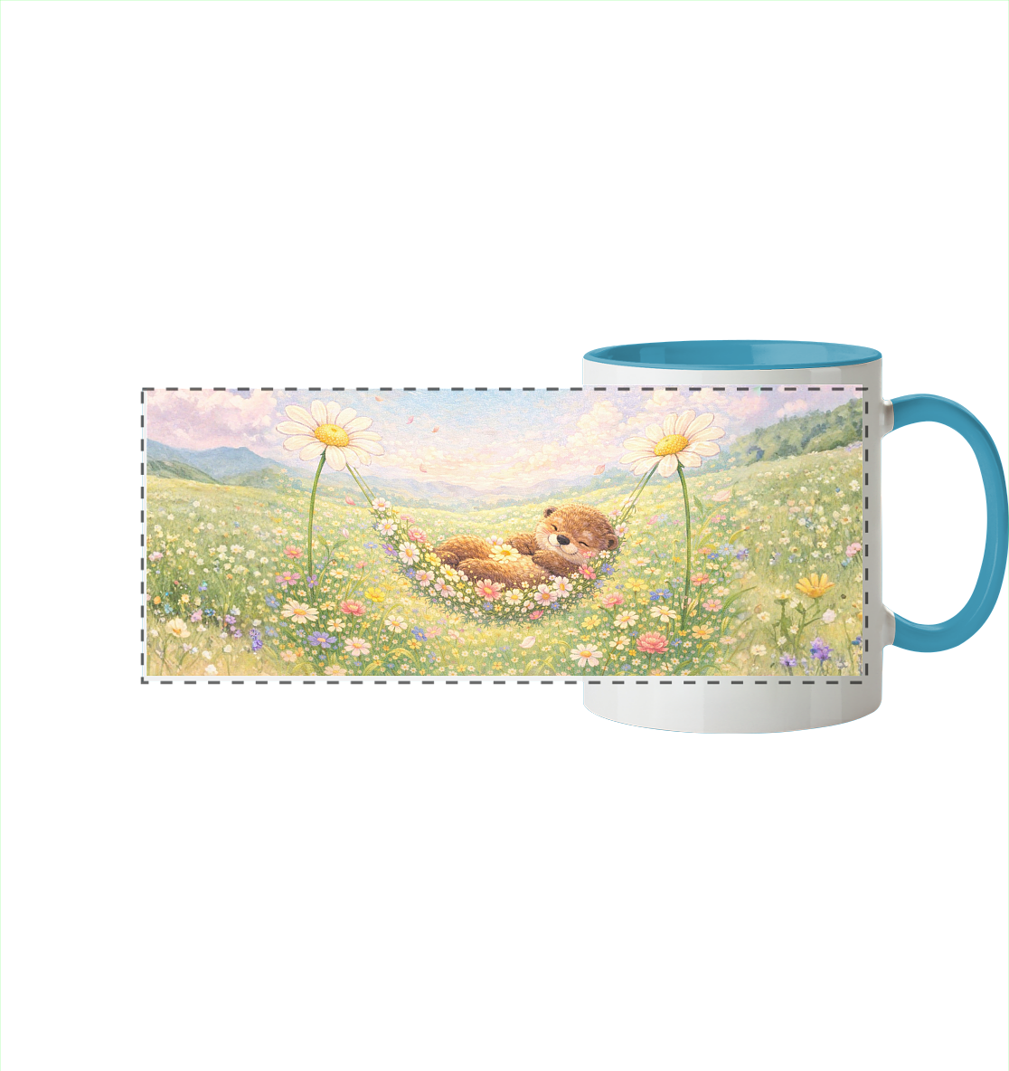 Otter - Blumenhängematte - Panorama Tasse zweifarbig