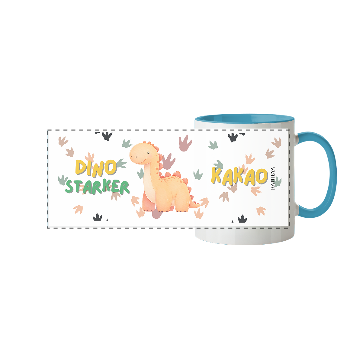 Dino starker Kaffee - Panorama Tasse zweifarbig