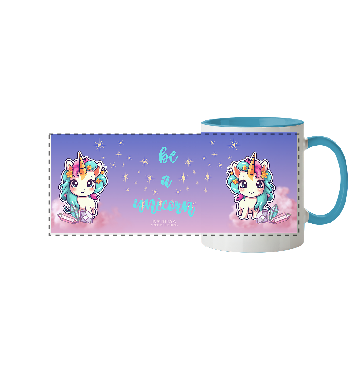 Einhorn - Be a Unicorn - Panorama Tasse zweifarbig