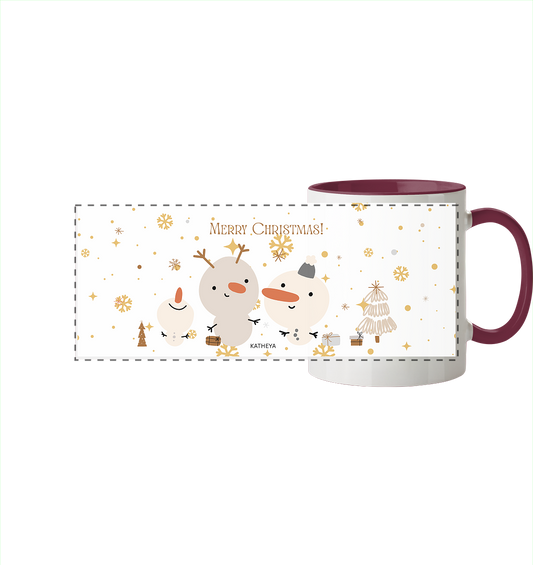 Weihnachtstassen-Merry Christmas - Panorama Tasse zweifarbig