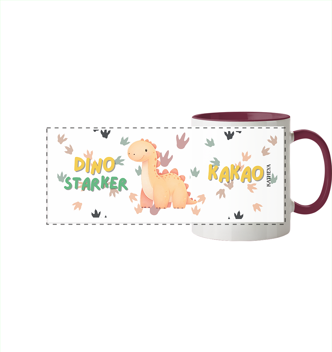 Dino starker Kaffee - Panorama Tasse zweifarbig