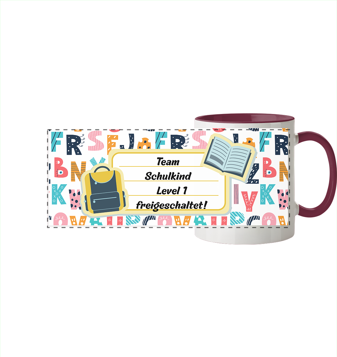 Schulanfang-Team - Panorama Tasse zweifarbig