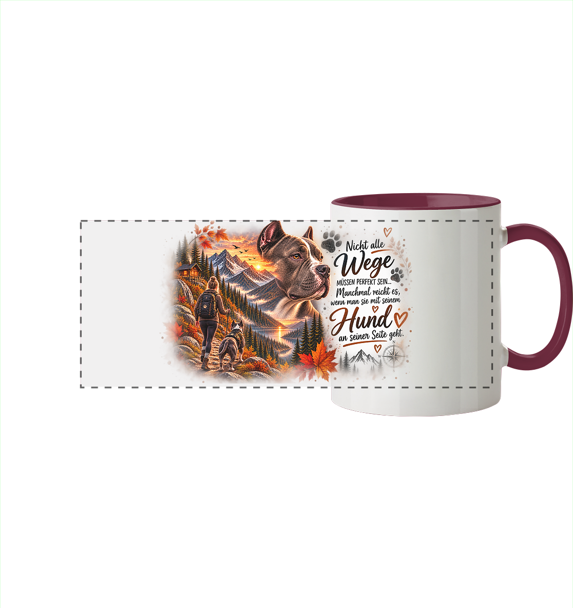 Dog Love - Panorama Tasse zweifarbig