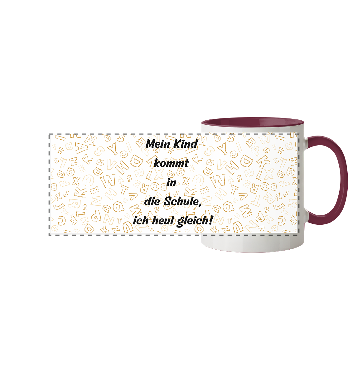 Schulanfang-ich heul gleich - Panorama Tasse zweifarbig