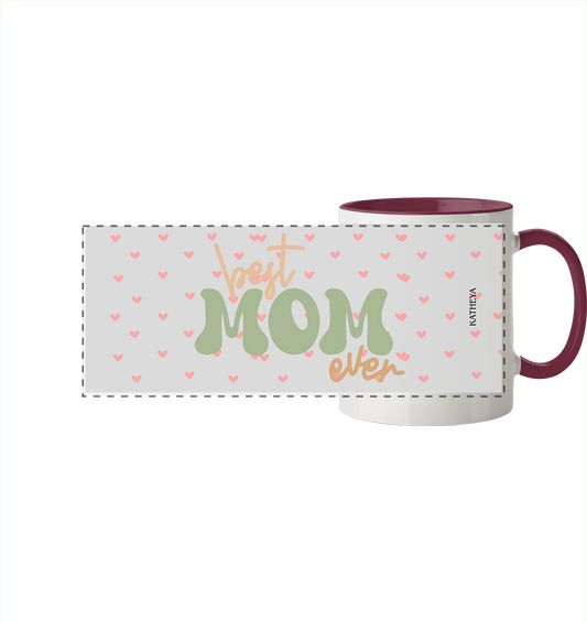 Muttertagsgeschenk-best Mom ever - Panorama Tasse zweifarbig