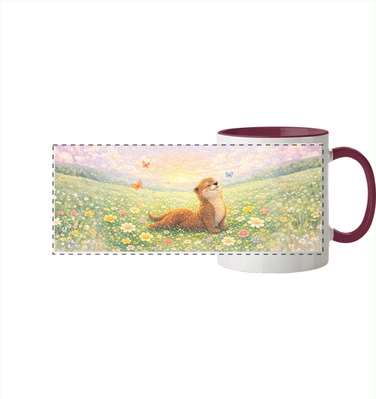 Otter - Yoga - Panorama Tasse zweifarbig