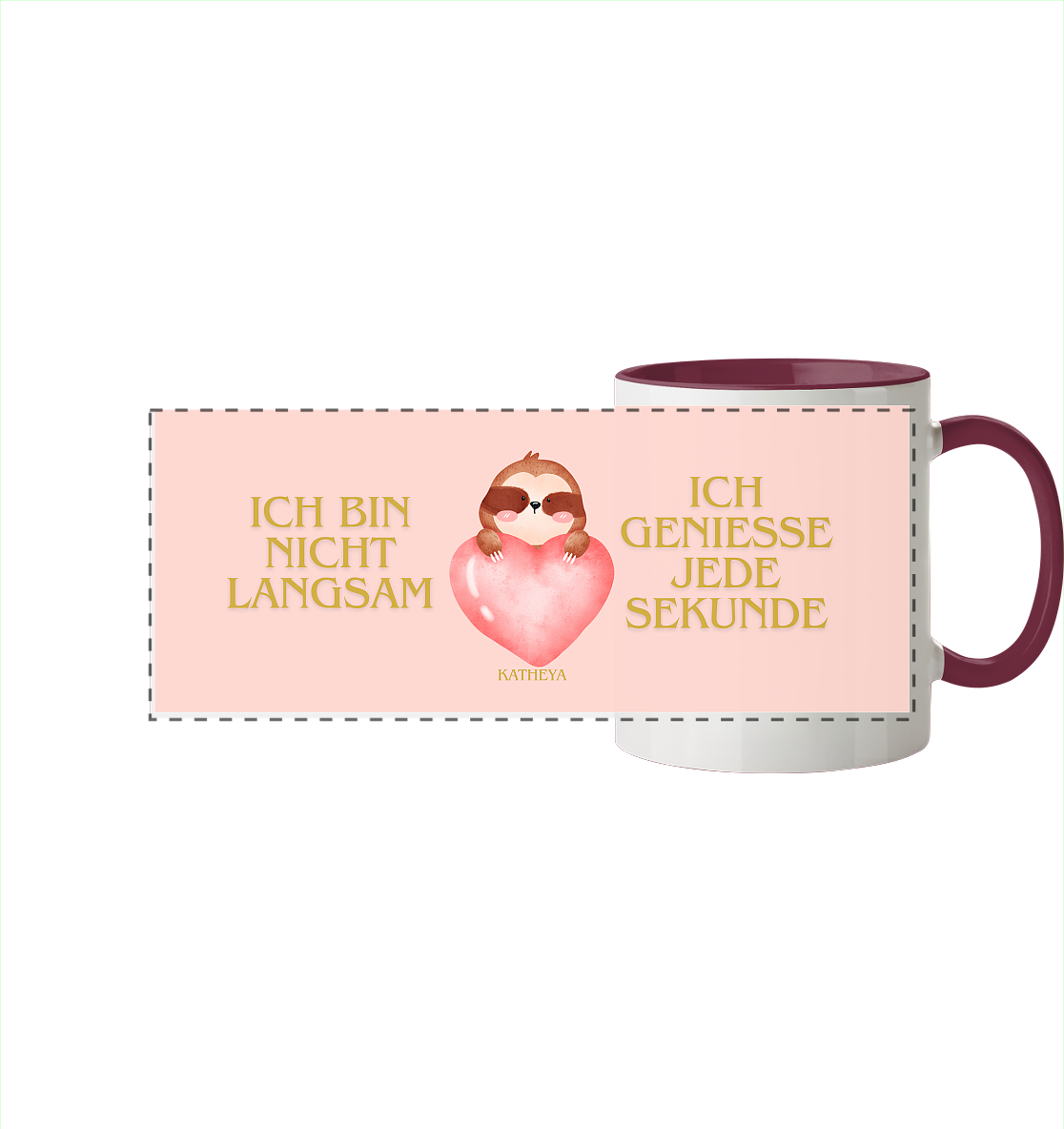 Faultier - Liebe - Panorama Tasse zweifarbig