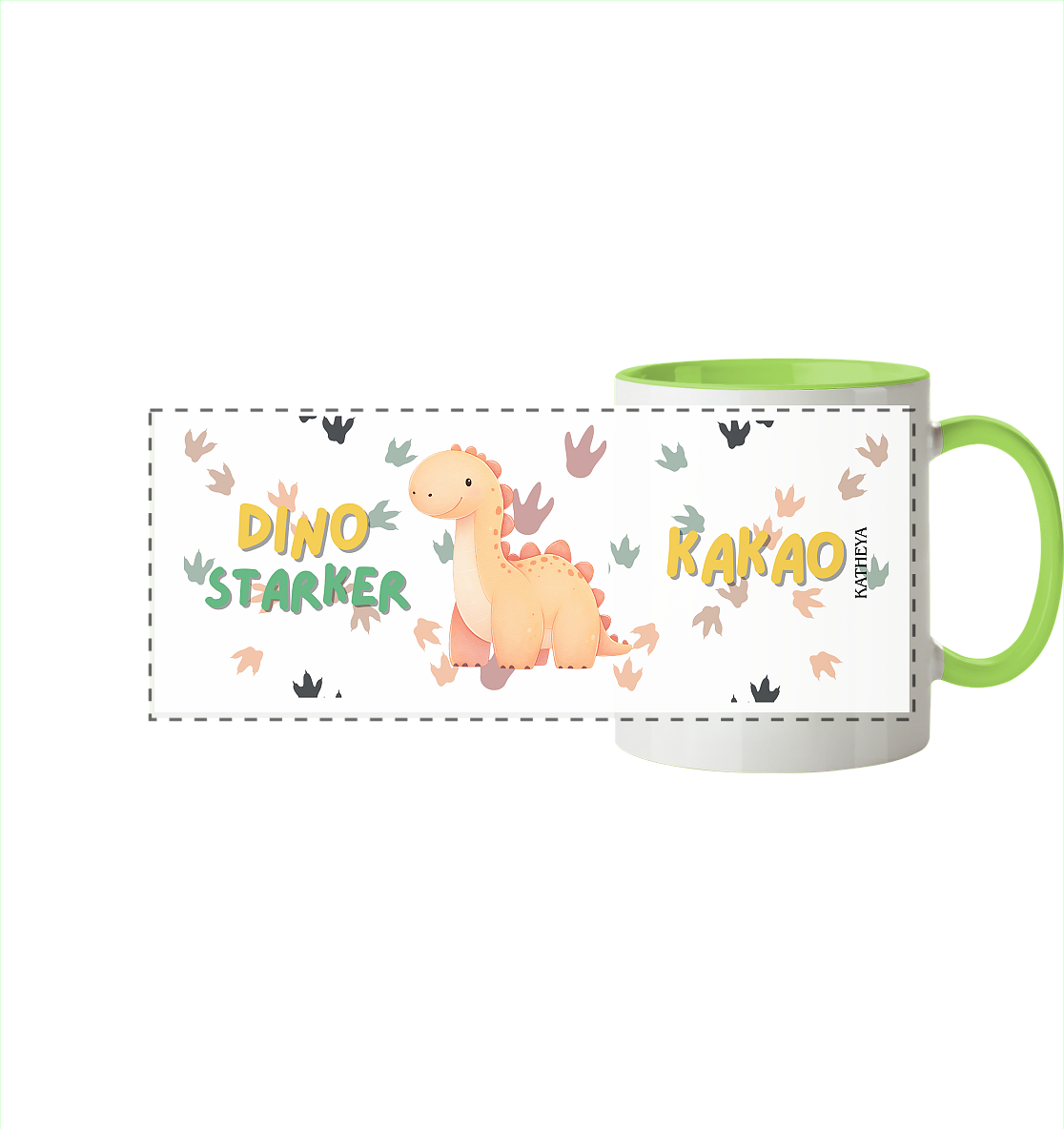 Dino starker Kaffee - Panorama Tasse zweifarbig