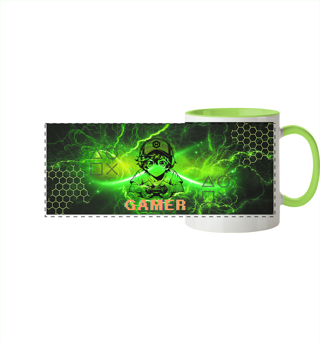 Gamer Boy - Panorama Tasse zweifarbig