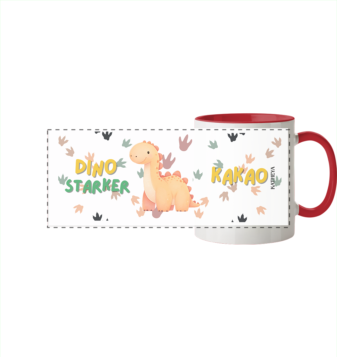 Dino starker Kaffee - Panorama Tasse zweifarbig