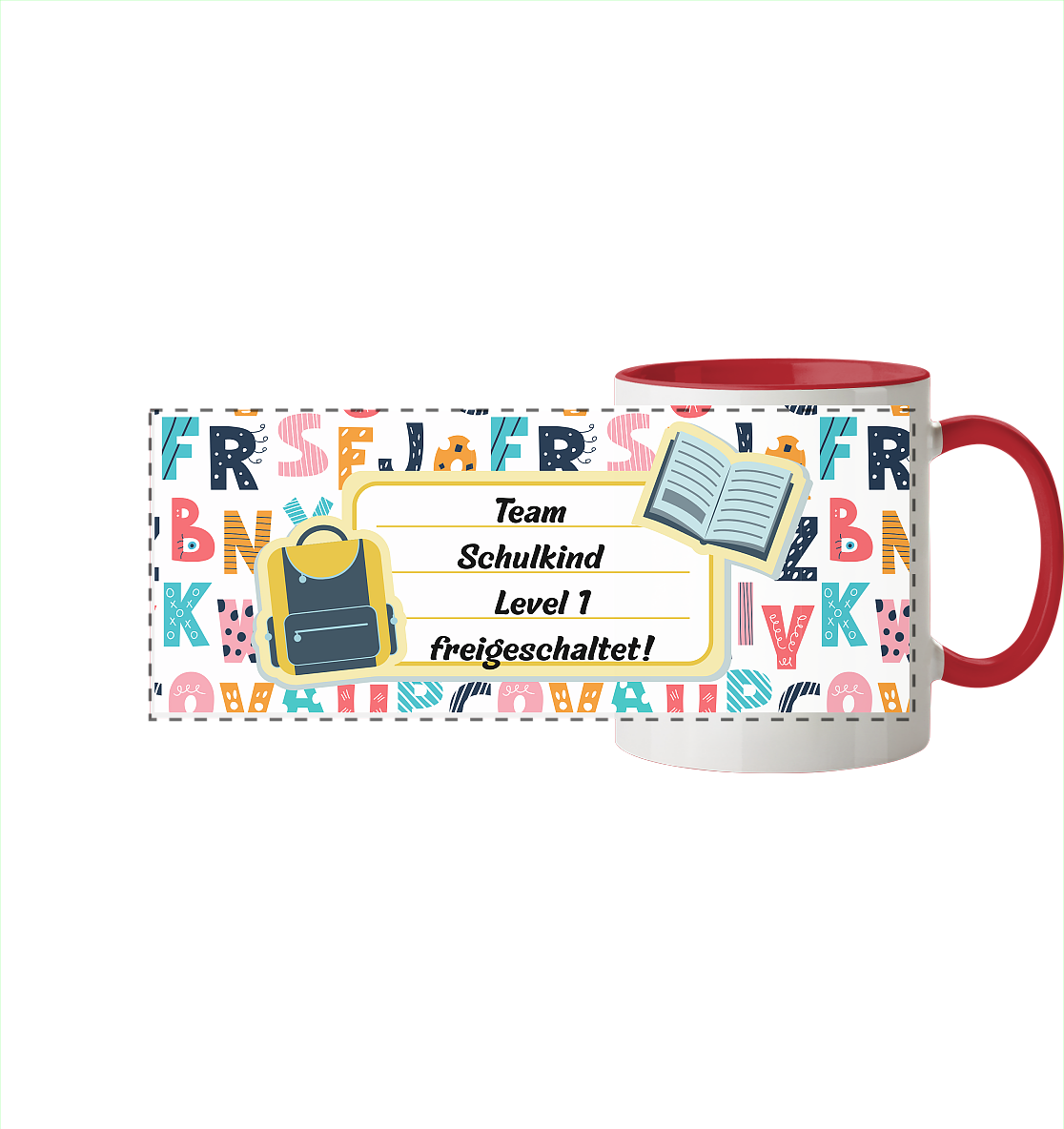 Schulanfang-Team - Panorama Tasse zweifarbig