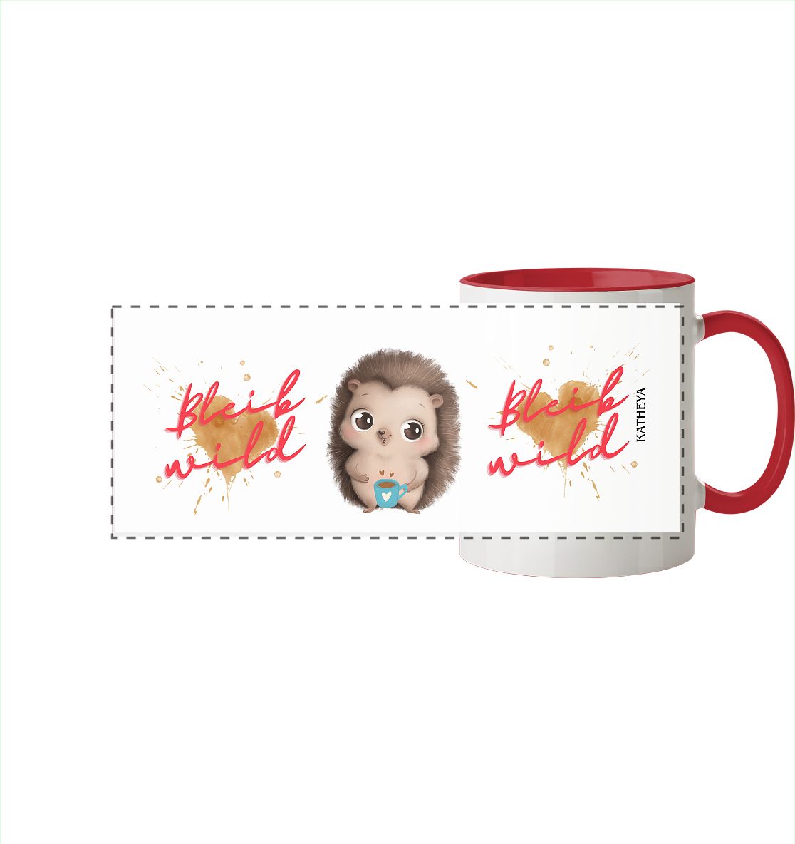 Igel- Bleib wild - Panorama Tasse zweifarbig