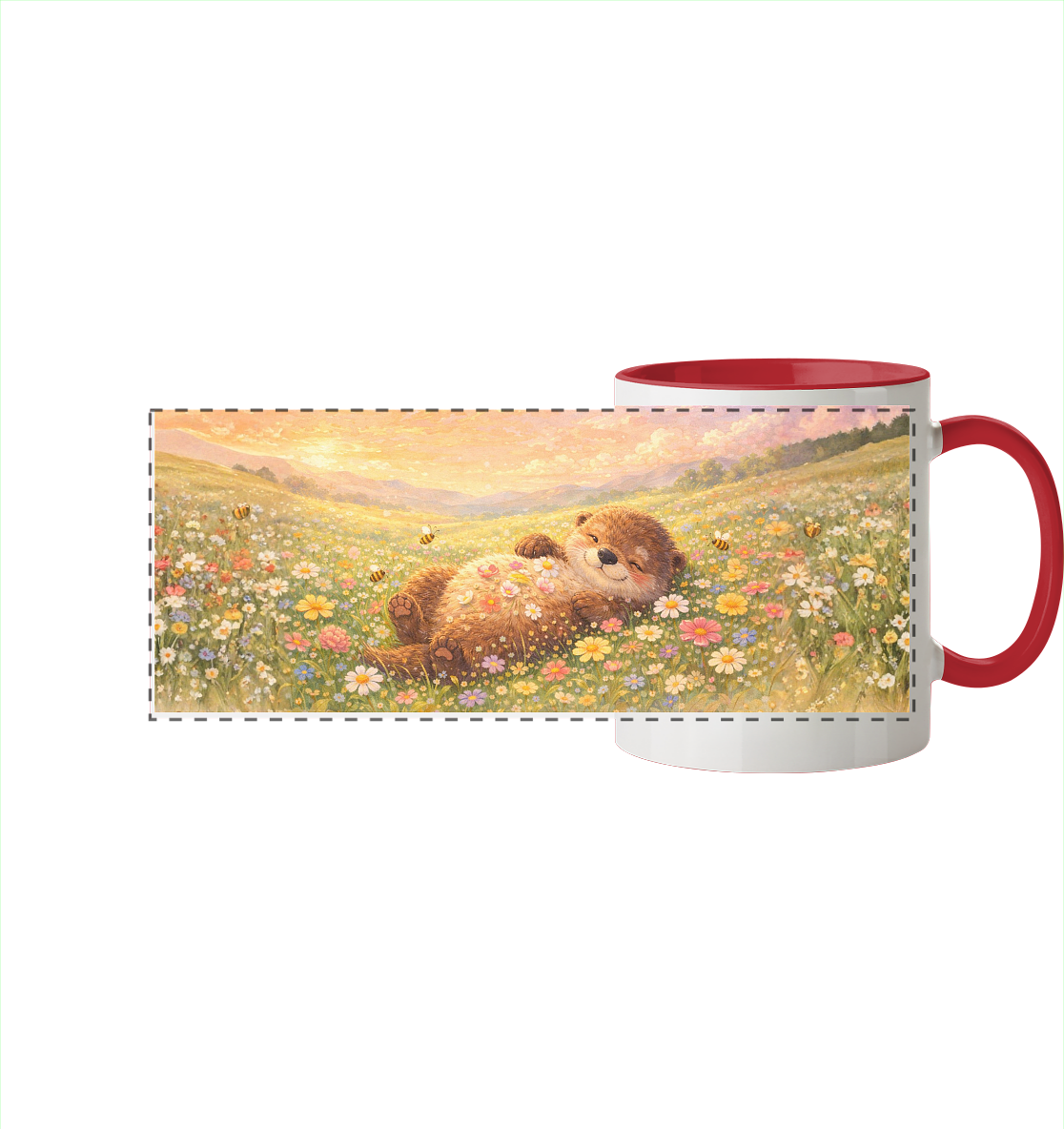 Otter - Dicki Blumenwiese - Panorama Tasse zweifarbig
