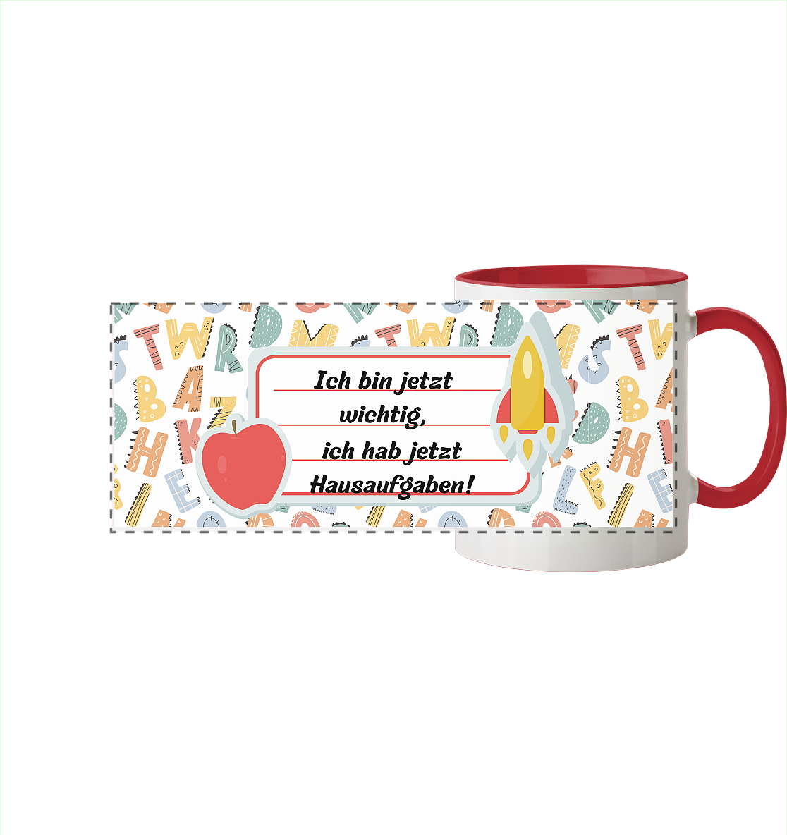Schulanfang-Ich bin jetzt wichtig - Panorama Tasse zweifarbig