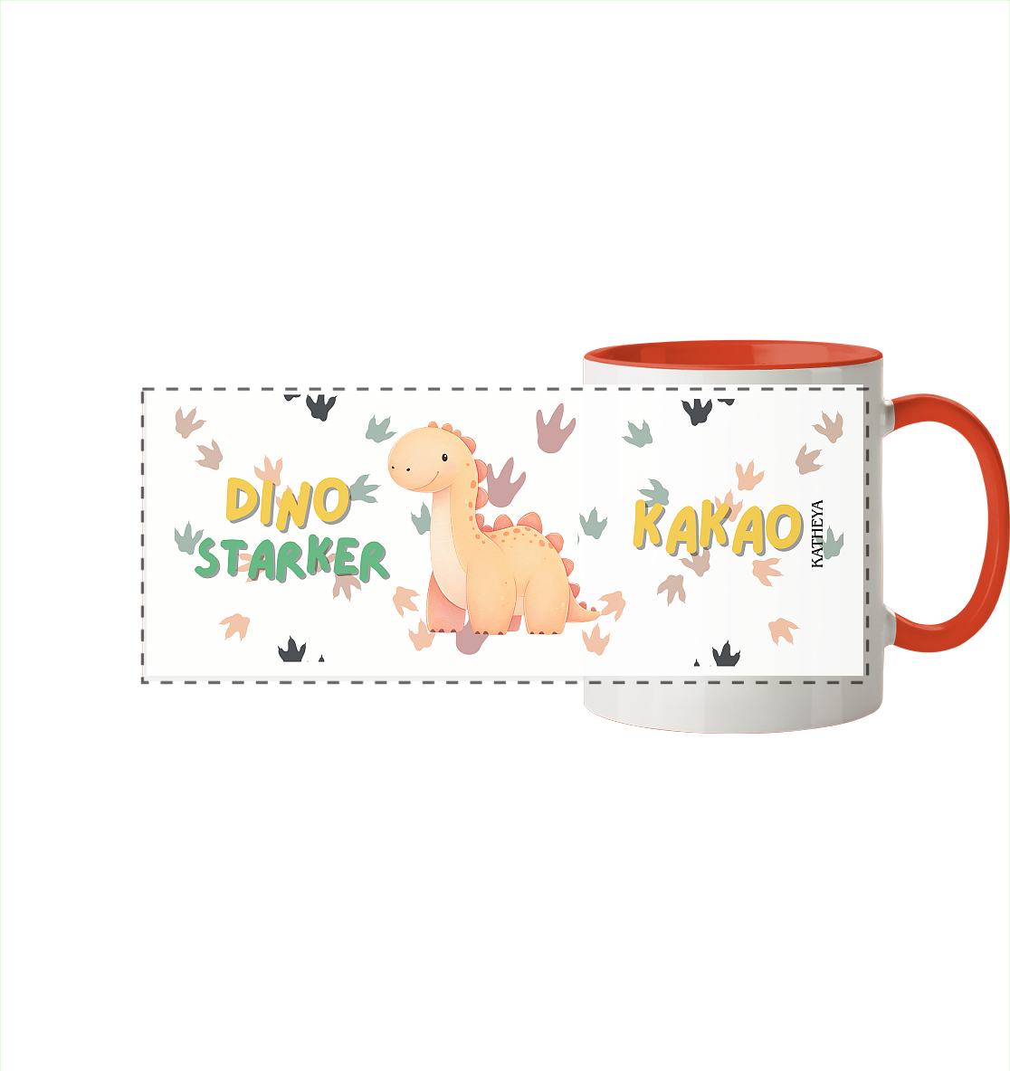 Dino starker Kaffee - Panorama Tasse zweifarbig